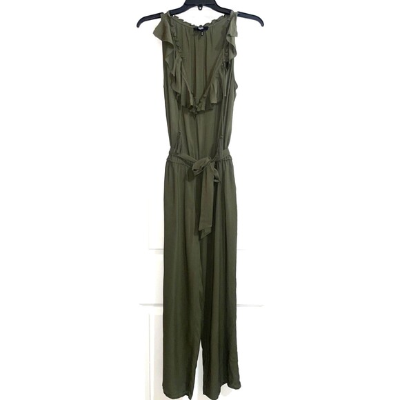 PAIGE Paletta Women’s Sleeveless Jumpsuit size XS V-Neck Ruffled Belted Tassels - Picture 3 of 9